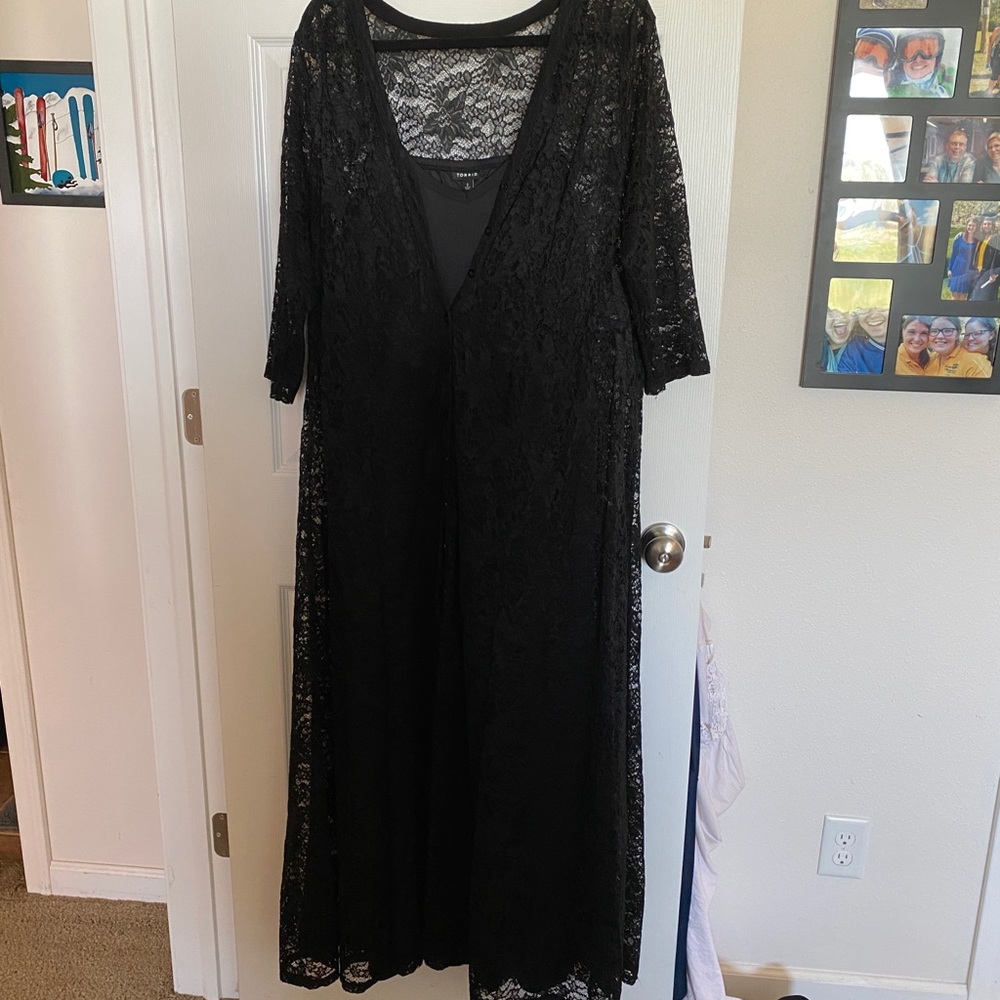 Torrid Black Lace Button Down Dress